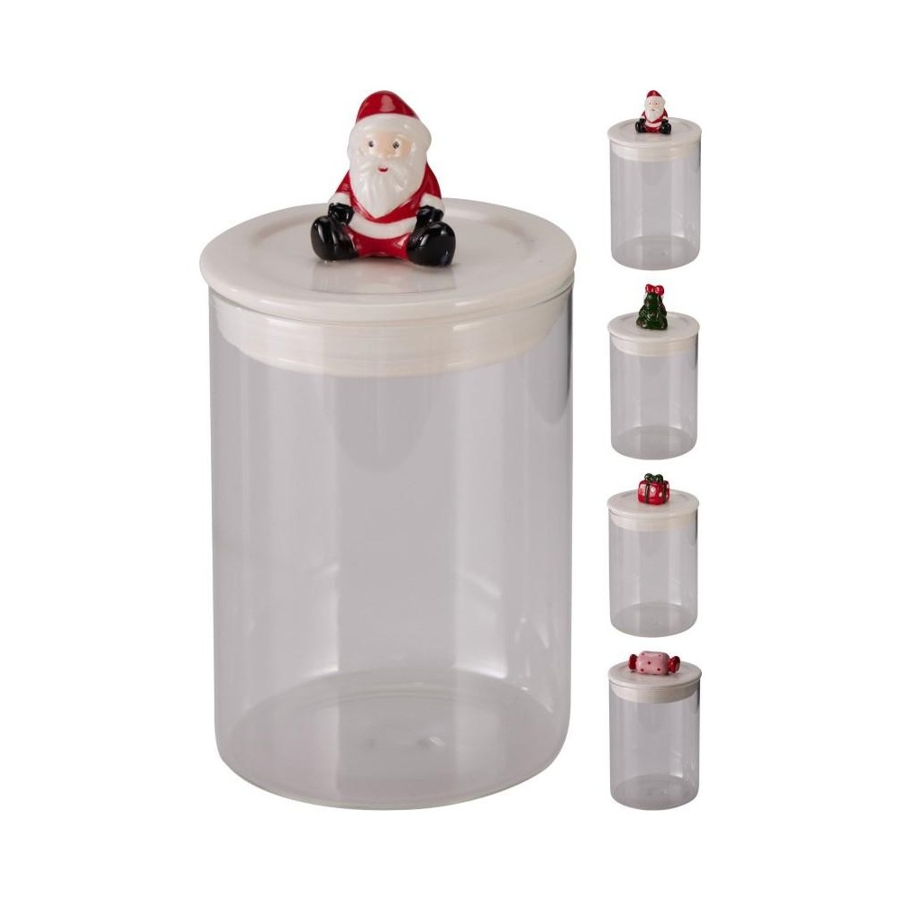 BARATTOLO VETRO RIGATO SOGGETTO NATALE H.18